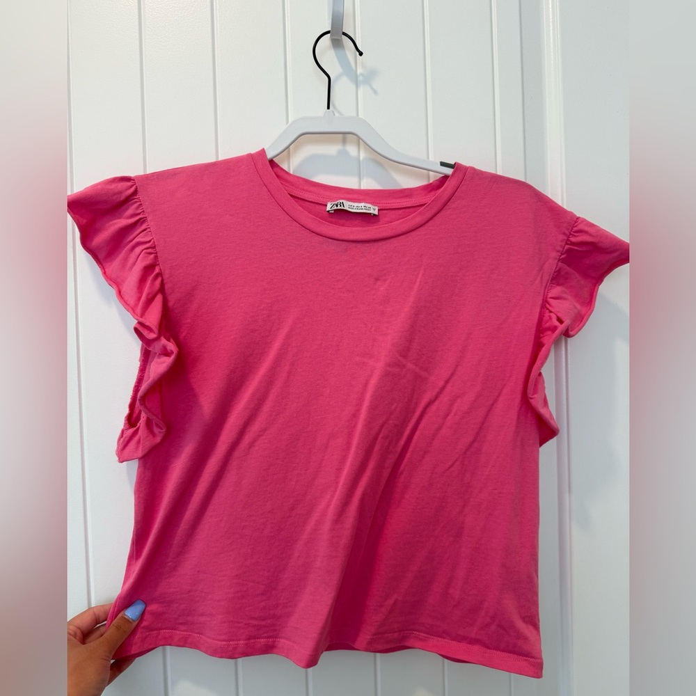 Zara Vibrant Pink Ruffled Top